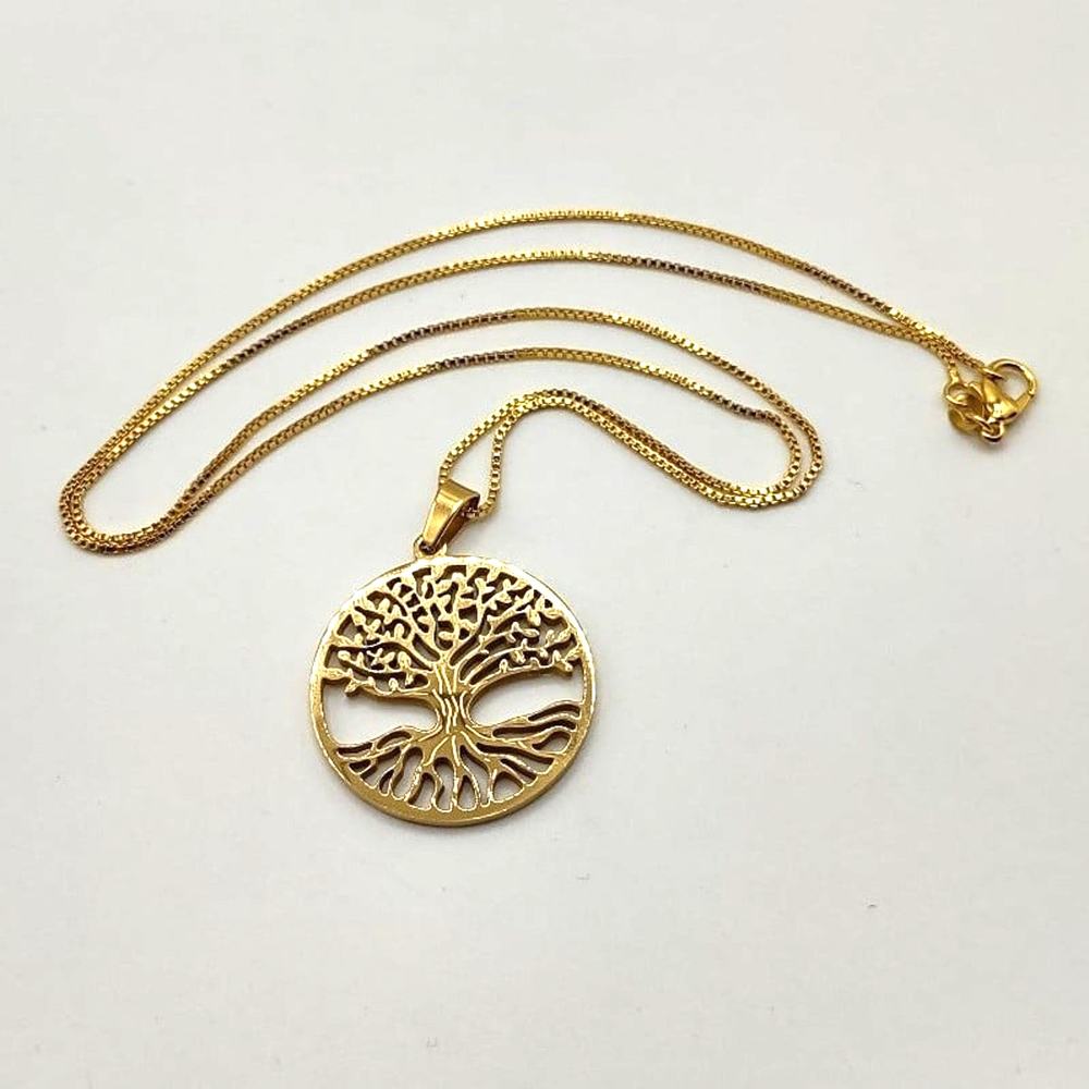 18k Gold Plated Necklace W/ Tree Of Life Pendant Anniversary Birthday Gift New!